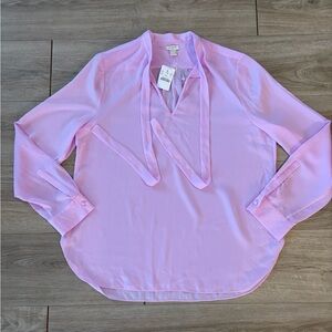 J. Crew Factory Lavender Secretary Blouse Tie Neck Women's L - NWT